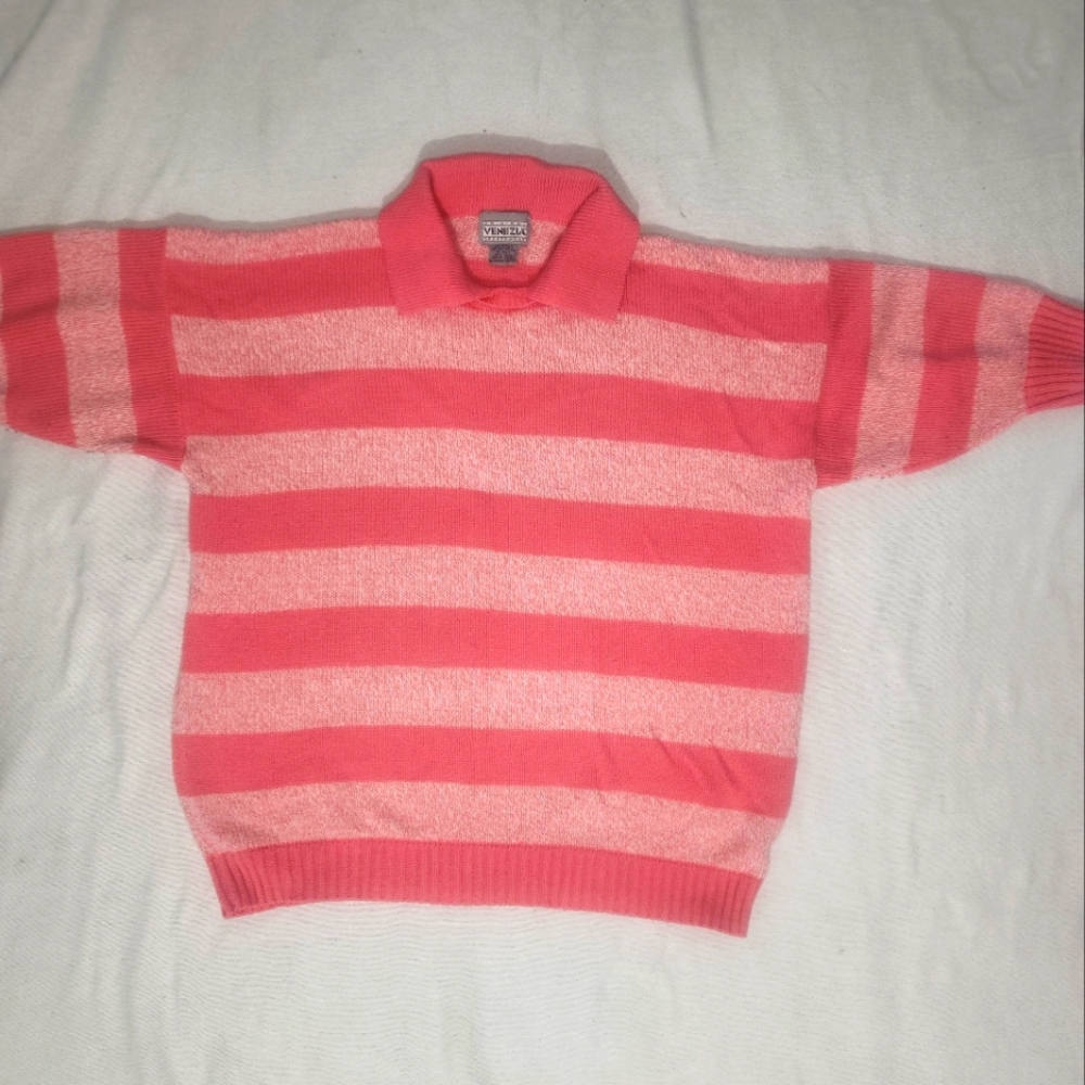 Plus Size Venezia Pink Striped Knit Sweater